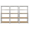6 x Silver Racking Bay Units 5 Tier & Heavy-Duty Galvanised Steel 175kg Capacity Per Shelf Garage Shelves Storage Warehouse Shed Workshop Boltless 90cm x 30cm x 180cm