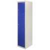 MonsterShop 3 Door Metal Storage Lockers, Blue & Grey Steel Lockable Unit, Gym Changing School Staff