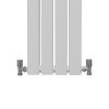 Designer Radiators 180 x 28cm Flat Panel Modern Central Heating Gloss White Vertical Column Double Panel Wall Mounted Slimline Kitchen Living Room Bathroom Commercial Cleaning Brush & Fixing Kit