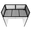 DJ Disco Booth Stand Mixer Shelf Foldable Portable Screen Table Powder Coated Steel Interchangeable Stretch Cloth Panels 1 x Black & 2 x White Cloths Carry Storage Bag Secure Handle Lock Complete Set