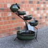Water Feature Garden Fountain Solar Powered Outdoor Garden Cascade Ornament D̩cor Patio Resin Green Freestanding Cascading 4 Tier Spilling Bowls