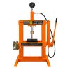 Hydraulic Shop Press 10 Ton Tonne 10,000kg Bench Mount Heavy Duty Steel Detachable Pressure Gauge Hand Pump Adjustable 180-335mm Vertical Work Area Workshop Garage FREE Tool Set 8 Mandrels & 1 Adapter