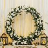Wedding Moongate Arch Silver 2m/ 200cm Arbour Round Outdoor Decor Background Flower Balloon Circle Hoop Frame Backdrop Party Decoration Floral Prop Floor Standing Baby Shower Birthday Christening