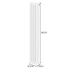 Traditional 3 Column Radiator 1800mm x 202mm Modern Central Heating Heater Gloss White Carbon Steel Vertical Wall Mounted Kitchen Living Room Bathroom Cleaning Brush Fixing Kit & Brackets