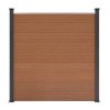 Composite Fence Panels, Angled Piece & LED Posts 6ft x 60ft - Brown