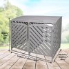 Double Wheelie Bin Storage Shed Wooden Dustbin Store Cupboard Outdoor Grey Wash Timber Cover Lockable Latched Recycling Garden