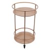 Bar Cart Trolley Drinks Serving Table On Wheels Rose Gold Round Storage, Art Deco, 30's Style, Cocktail Tea Party, Furniture, Side-table, Modern, Vintage, 2 Shelves
