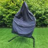 Swing Hanging Egg Chair Rattan Bench Garden Patio Outdoor Indoor Furniture Hammock Basket Seat Black | with Cushions, Waterproof Cover and Stand