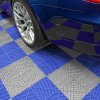 Vented Modular Interlocking Flooring Tiles 120 Grey & 120 Blue With Edges & Hexagon LED Lighting 28 White Lights & Border 6500K 3 Mount Options & Suspended Ceiling Kit Single Garage Floor Mat 6m x 6m