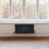 Traditional 2 Column Radiator 300mm x 832mm Modern Central Heating Heater Matt Anthracite Grey Carbon Steel Horizontal Wall Mounted Kitchen Living Room Bathroom Cleaning Brush Fixing Kit & Brackets