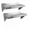 KuKoo Commercial Catering Corrosion Resistant x 2 Stainless Steel Kitchen Wall Shelf & Free Microfiber Cloths 900mm x 300mm