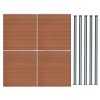 Composite Fence Panel x 4 & LED Posts x 5 - Brown