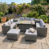11 Seater Rattan Furniture Set With Firepit - Grey