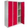 MonsterShop 3 x Red 3 Door Metal Storage Lockers, Blue & Grey Steel Lockable Unit, Gym Changing Room School Staff Locker