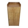 Wooden Litter Bin & Tray Stand Light Oak Finish Commercial Restaurant Food Hall Takeaway Cafe Waste Bin Enclosure Cabinet Swing Door Melamine MDF FREE 100L Rubbish Bin FREE Black Vinyl Stickers