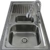 KuKoo Stainless Steel Kitchen Sink Basin & Padstow Tap, Reversible, 105cm x 18cm x 50cm