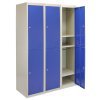 MonsterShop 3 x Blue 2 Door Metal Storage Lockers, Red & Grey Steel Lockable Unit, Staff Gym School Changing Room
