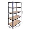 3 x Black Racking Bay Unit 5 Tier & Workbench Heavy Duty Steel Metal 280kg Capacity Per Shelf Garage Shelves Storage Warehouse Shed Workshop Greenhouse Boltless Shelving 90 x 45 x 180cm Rubber Mallet