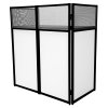 DJ Disco Booth Stand Mixer Shelf Foldable Portable Screen Table Powder Coated Steel Interchangeable Stretch Cloth Panels 1 x Black & 2 x White Cloths Carry Storage Bag Secure Handle Lock Complete Set