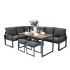 Aluminium Corner Sofa Set - Wood Effect