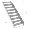Metal Staircase 9 Section Adjustable Height 90cm / 900mm Wide Galvanised Steel Silver 9 Steps Weatherproof Grate Step Outdoor Garden Patio Modular Stairs 5mm Rod Thickness FREE Fixing Kit