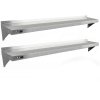 KuKoo Commercial Catering Corrosion Resistant x 2 Stainless Steel Kitchen Wall Shelf & Free Microfiber Cloths 1940mm x 300mm