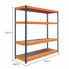 Garage Racking S-Rax Shelving Unit 4 Shelf 180cm x 180cm x 60cm Rack Heavy Duty Steel 300kg Capacity Per Shelf Adjustable Layout Boltless Assembly Rubber Feet 3 Reinforced Support Bars Warehouse