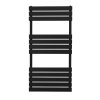 Vertical Towel Radiator Designer Flat Panel 1200mm x 600mm Bathroom Heated Rail Matt Black Central Heating Ladder Heater Wall Mounted Carbon Steel FREE Cleaning Brush Fixing Kit & Brackets