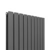 Designer Radiators 160 x 70cm Flat Panel Modern Central Heating Anthracite Grey Vertical Column Double Panel Wall Mounted Slimline Kitchen Living Room Bathroom Commercial Cleaning Brush & Fixing Kit