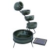 Water Feature Garden Fountain Solar Powered Outdoor Garden Cascade Ornament D̩cor Patio Resin Green Freestanding Cascading 4 Tier Spilling Bowls