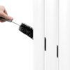 Oval Panel Radiator With Mirror 1800mm x 380mm Modern Designer Double Column Vertical Heater Gloss White Carbon Steel Wall Mounted Kitchen Living Room Cleaning Brush Fixing Kit & Brackets