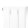 Flat Panel Radiator With Mirror 1800mm x 425mm Modern Designer Double Column Vertical Heater Gloss White Carbon Steel Wall Mounted Kitchen Living Room Cleaning Brush Fixing Kit & Brackets