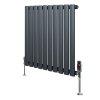 Oval Single Column Radiator & Valves - 600mm x 600mm - Anthracite Grey