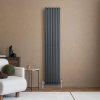 Oval Single Column Radiator & Valves - 1800mm x 360mm - Anthracite Grey