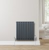Oval Single Column Radiator - 600 x 600mm - Anthracite Grey