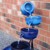 Water Feature Garden Fountain Solar Powered Outdoor Garden Cascade Ornament D̩cor Patio Resin Blue Freestanding Cascading 4 Tier Spilling Bowls