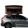 Car Roof Top Tent Brown Large Black Hard Shell Box Gas Assisted Pop Up Bunk 2-3 Person 3000mm Waterproof Camping Telescopic Ladder 5.5cm Mattress Boot Bags Anti Condensation FREE Storage Net & Torch