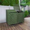 Double Sage Green Wheelie Bin Storage Shed Garden Latched Lockable Outdoor Dustbin Cover Store Unit Chain Lid