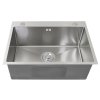 Kitchen Sink Stainless Steel Square Brushed Premium Handmade Satin Finish Commercial Single Bowl With Strainer Plug & Waste Pipe Set