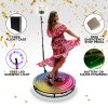 360 Photo Video booth 100cm Platform Rotating Selfie Spinner Party Wedding LED Ring Light Automatic Remote Control Bluetooth Adjustable Arm Slow Motion Battery or Mains Powered Flight Case Money Gun