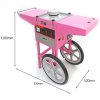 Cotton Candy Floss Machine & Portable Cart Electric Retro Carnival Funfair Style Maker Kids Party Movie Night Sweet Gift Candyfloss Stainless Steel Hinged Bowl Thermostat