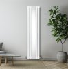 Flat Panel Radiator With Mirror 1800mm x 425mm Modern Designer Double Column Vertical Heater Gloss White Carbon Steel Wall Mounted Kitchen Living Room Cleaning Brush Fixing Kit & Brackets