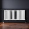 Traditional 3 Column Radiator 600mm x 1192mm Modern Central Heating Heater Gloss White Carbon Steel Horizontal Wall Mounted Kitchen Living Room Bathroom Cleaning Brush Fixing Kit & Brackets