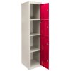 MonsterShop Metal Lockers 4 Door Storage, Flatpack Red & Grey Metal Lockable Unit, School Staff Gym Changing