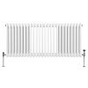 Traditional 3 Column Radiator 600mm x 1192mm Modern Central Heating Heater Gloss White Carbon Steel Horizontal Wall Mounted Kitchen Living Room Bathroom Cleaning Brush Fixing Kit & Brackets