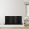 Oval Single Column Radiator & Valves - 600mm x 1200mm - Black