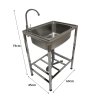 Camping Sink with Tap and Drainage Pipe Outdoor Stainless Steel Metal  Wash Basin Free Standing Portable