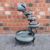 Water Feature Garden Fountain Solar Powered Outdoor Garden Cascade Ornament D̩cor Patio Resin Grey Freestanding Cascading 4 Tier Spilling Bowls