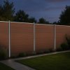 Composite Fence Panels, Angled Piece & LED Posts 6ft x 20ft - Brown