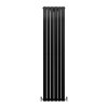 Designer Radiators 180 x 42cm Flat Panel Modern Central Heating Matt Black Vertical Column Double Panel Wall Mounted Slimline Kitchen Living Room Bathroom Commercial Cleaning Brush & Fixing Kit